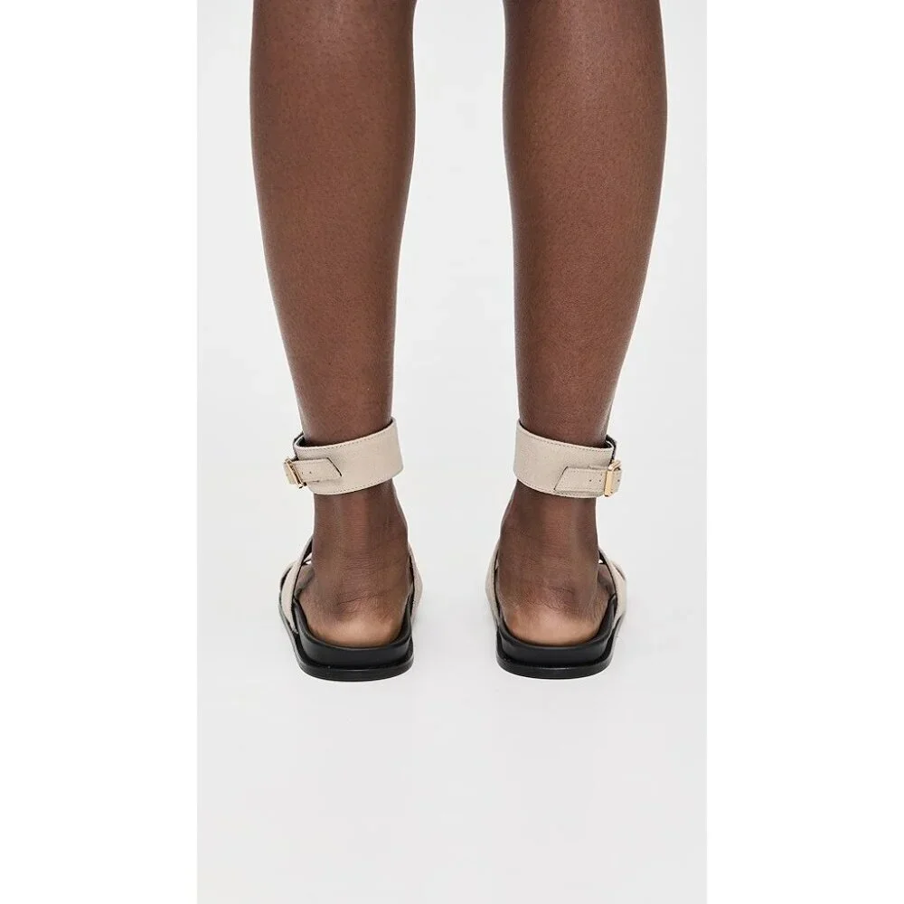 ALOHAS Clarisa Suede Cream Leather Sandals Size: 7-7.5 NIB